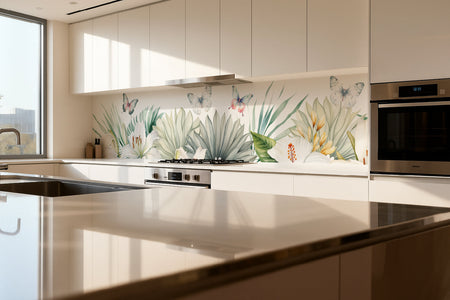 Küchenrückwand Schmetterlinge und Blumen