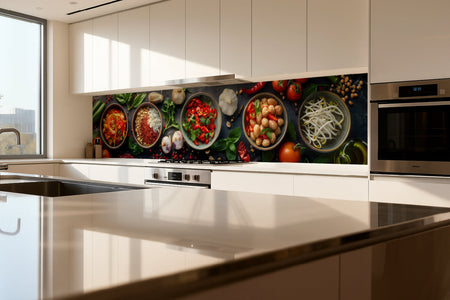 Küchenrückwand Frisches Gemüse und Kräuter