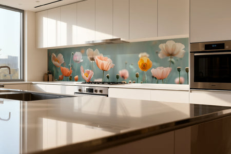 Küchenrückwand Pastell Mohnblumen