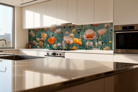 Küchenrückwand Mohnblumen Pastell