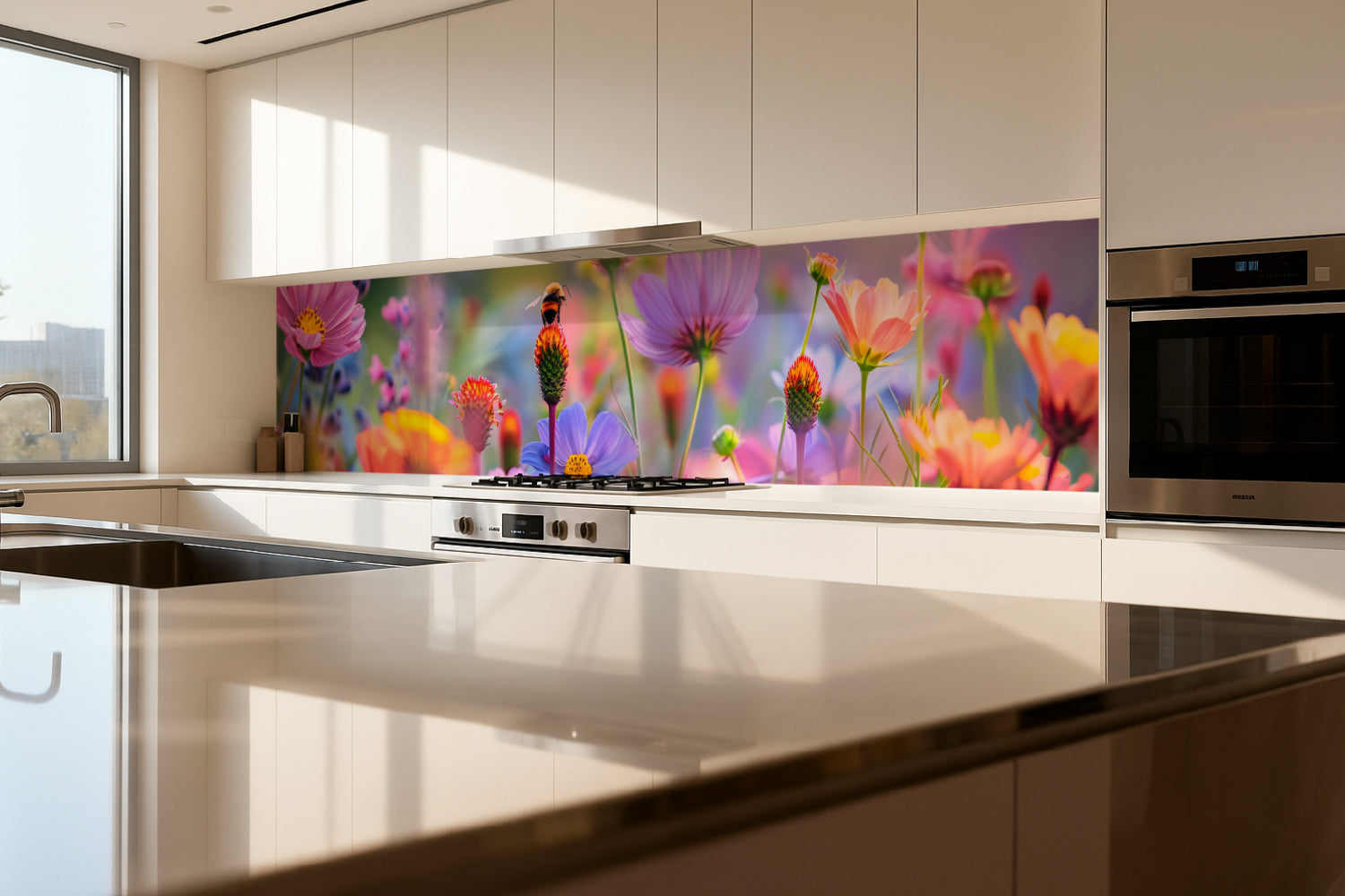 Küchenrückwand Bunte Blumenwiese