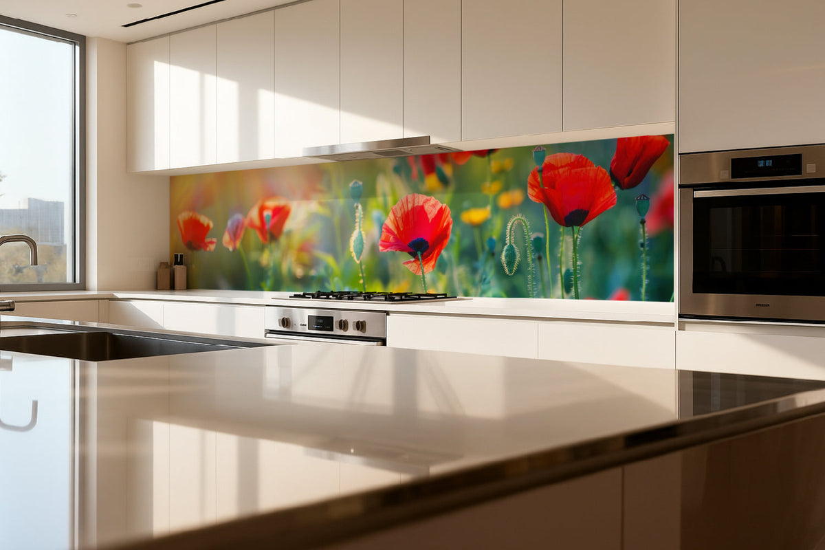 Küchenrückwand Mohnblumen im Sonnenlicht