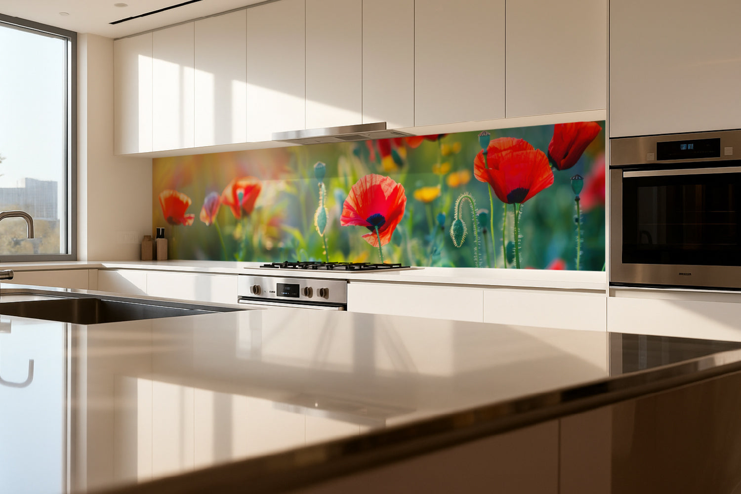 Küchenrückwand Mohnblumen im Sonnenlicht