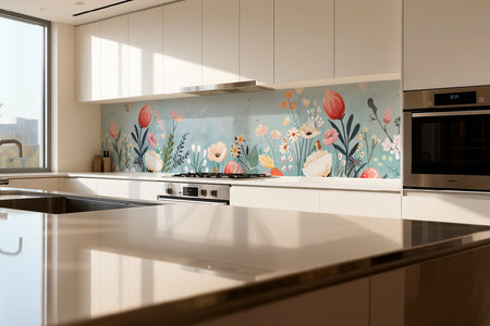 Küchenrückwand Blumen Aquarell