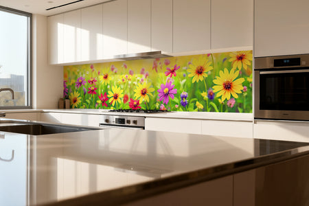 Küchenrückwand Bunte Blumenwiese