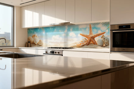 Küchenrückwand Strand mit Muscheln