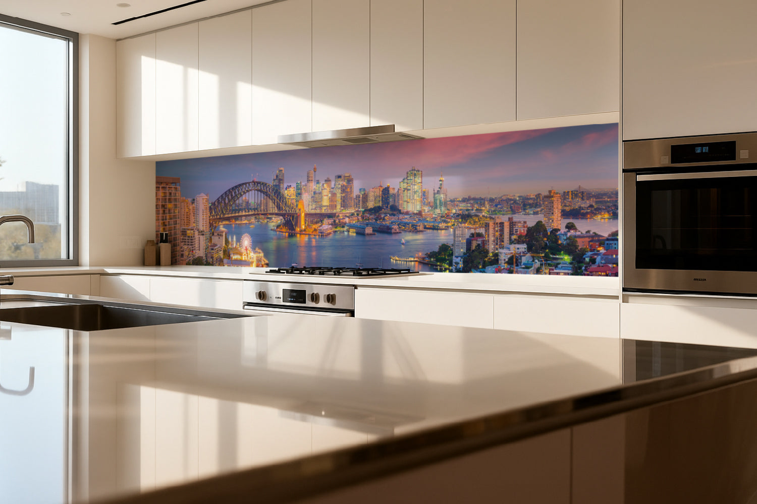 Küchenrückwand Skyline bei Sonnenuntergang