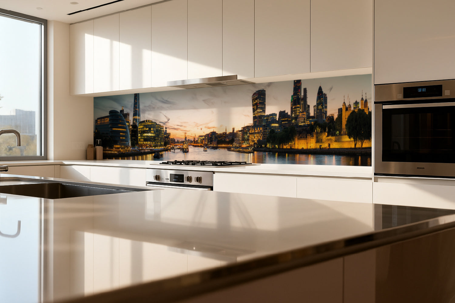 Küchenrückwand Skyline bei Sonnenuntergang