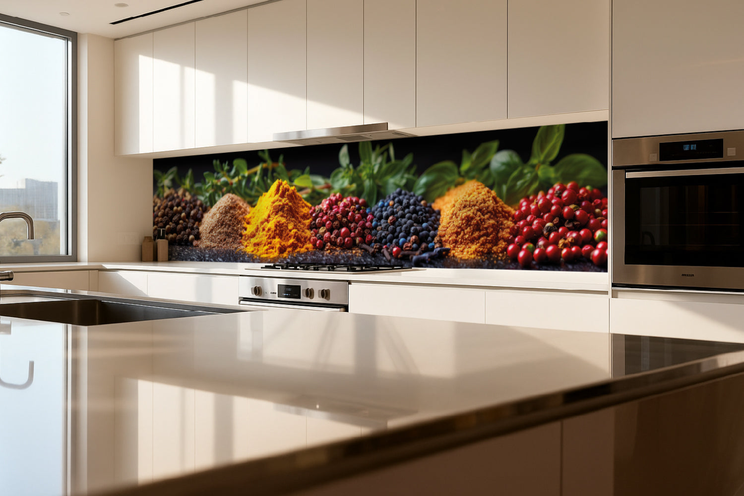 Küchenrückwand Bunte Gewürze und Kräuter