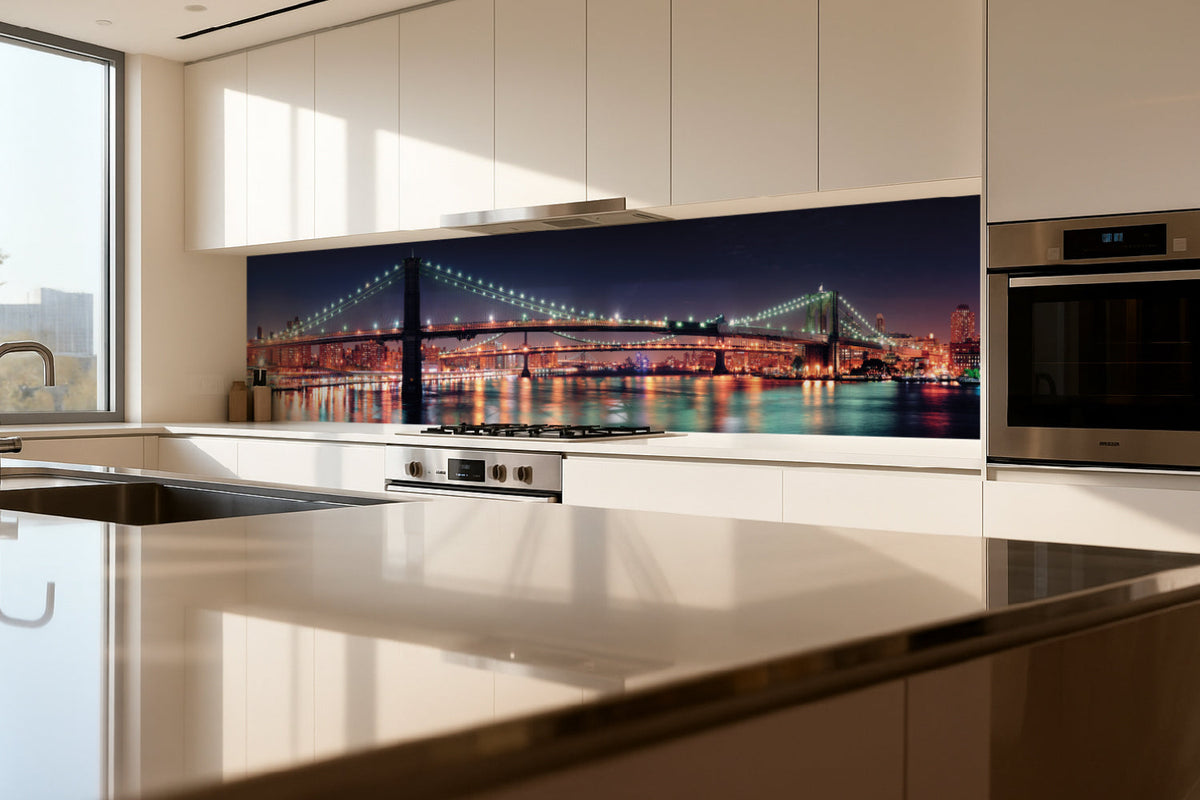 Küchenrückwand Brücke bei Nacht