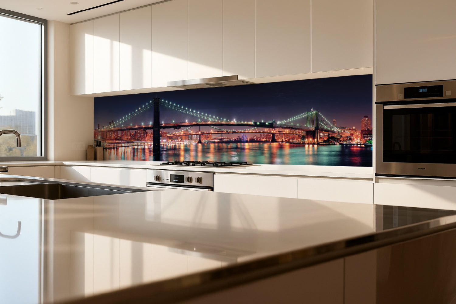 Küchenrückwand Brücke bei Nacht