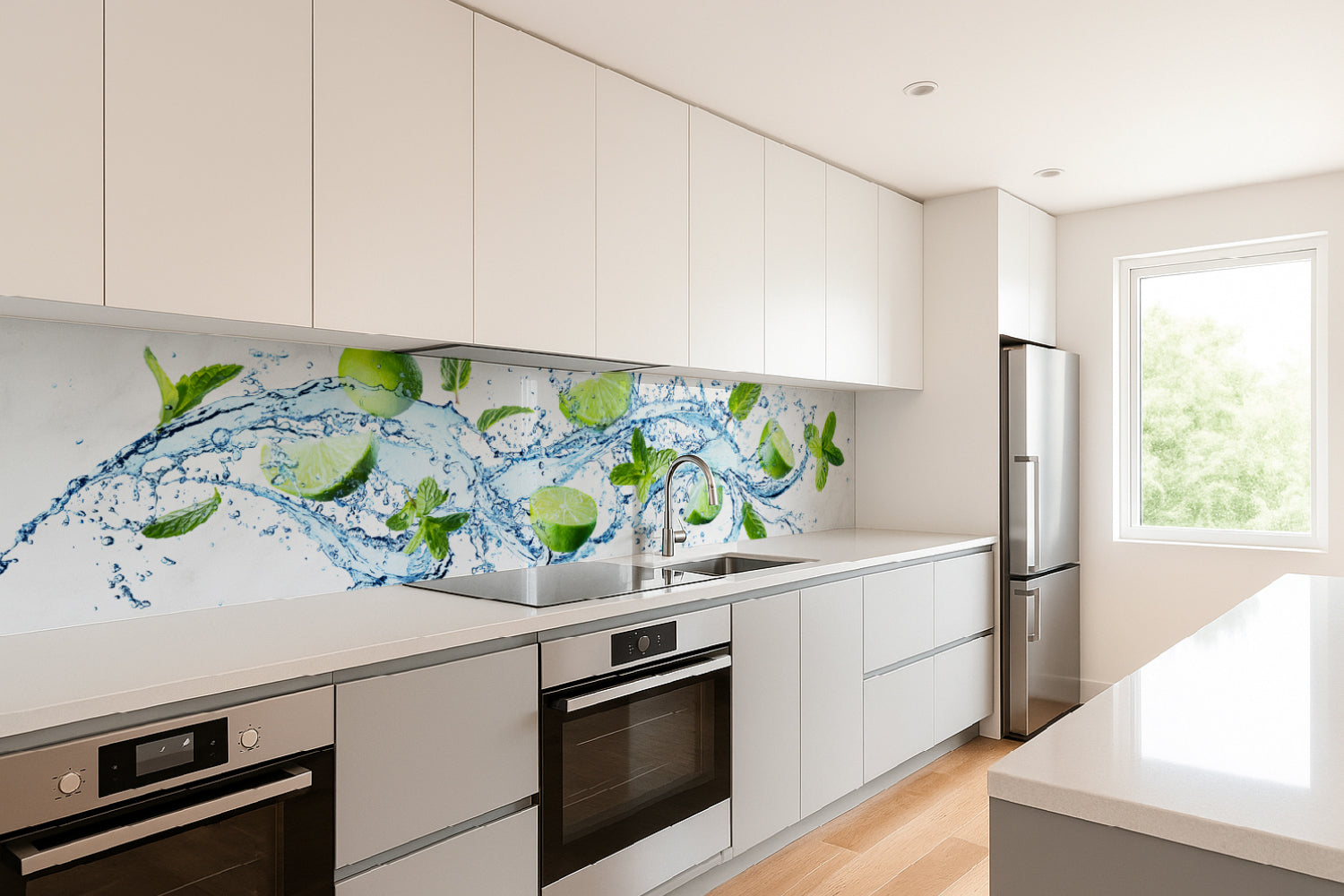 Küchenrückwand Wasser & Limetten
