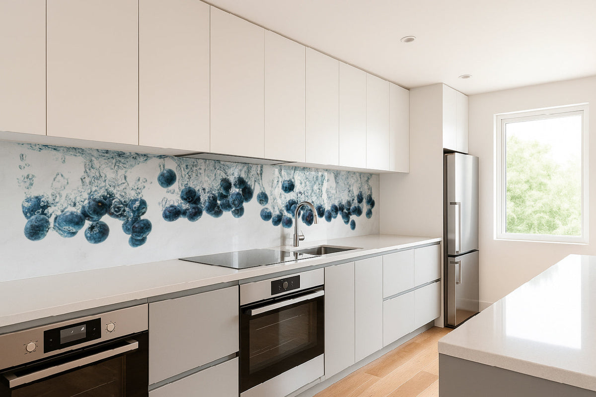 Küchenrückwand Blaubeeren im Wasser