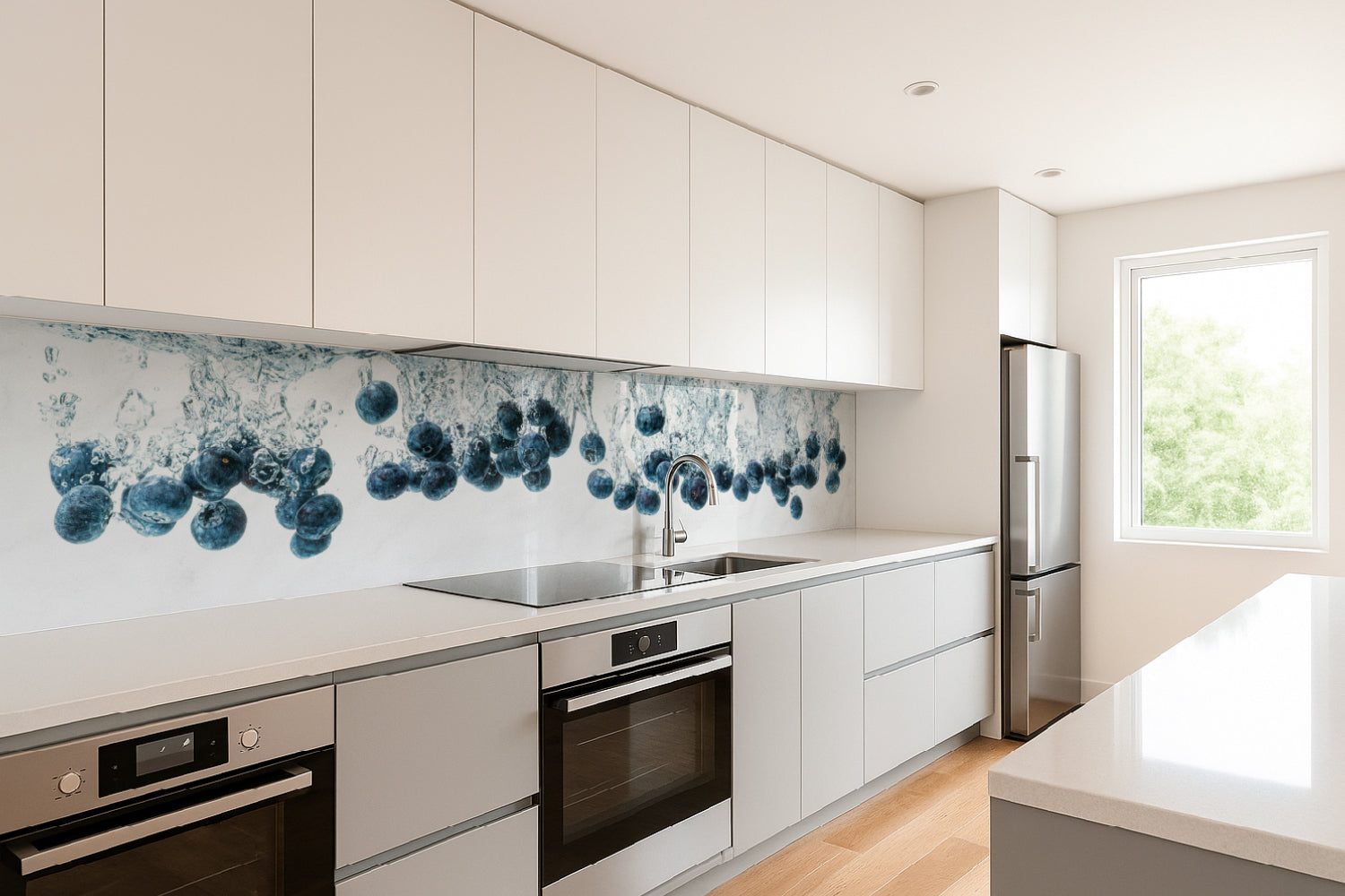 Küchenrückwand Blaubeeren im Wasser