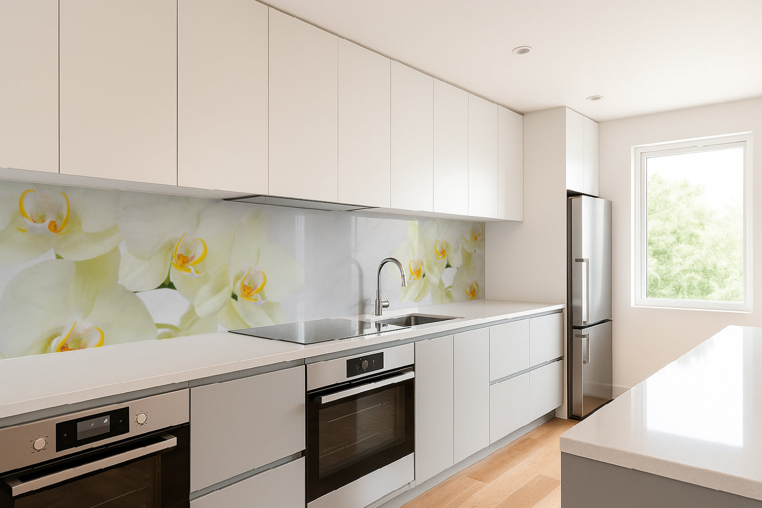Küchenrückwand Weiße Orchideen