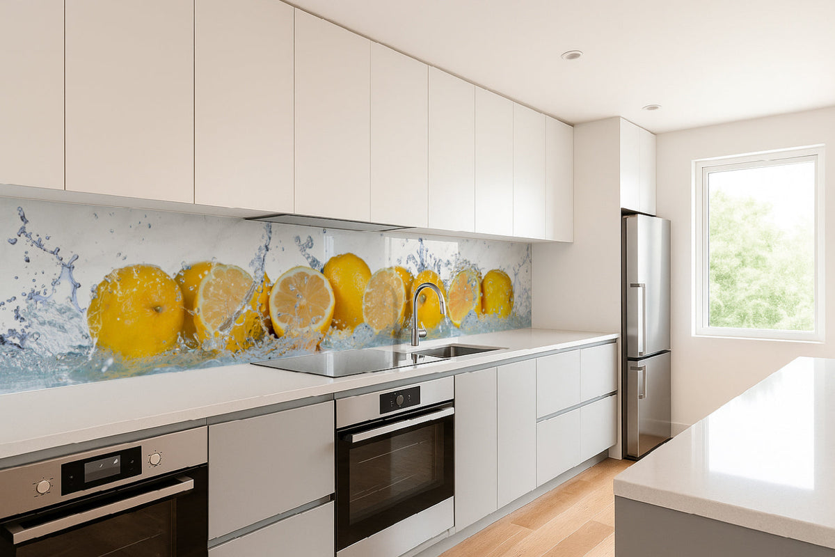 Küchenrückwand Zitronen Splash