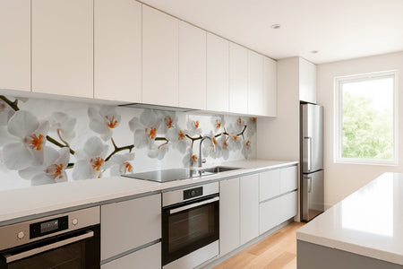 Küchenrückwand Weiße Orchideenblüten