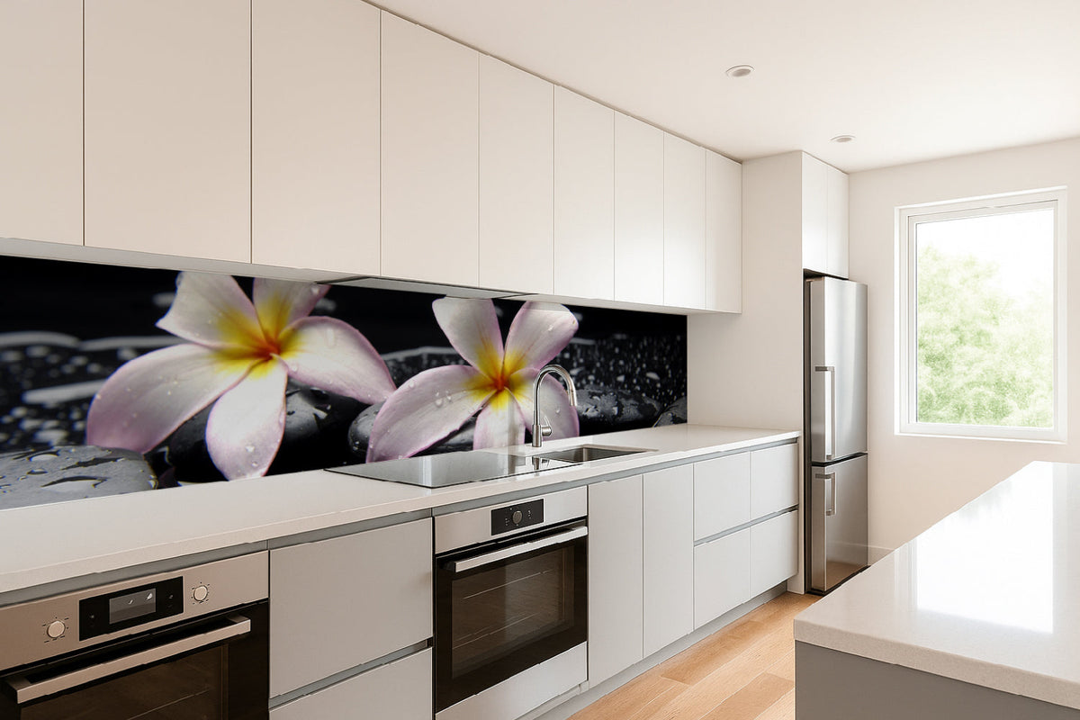 Küchenrückwand Spa Blüten Schwarz