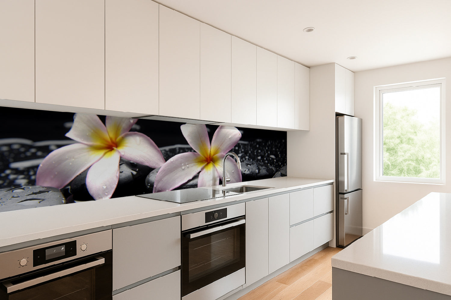 Küchenrückwand Spa Blüten Schwarz