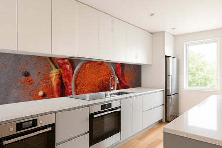 Küchenrückwand Chili und Gewürze