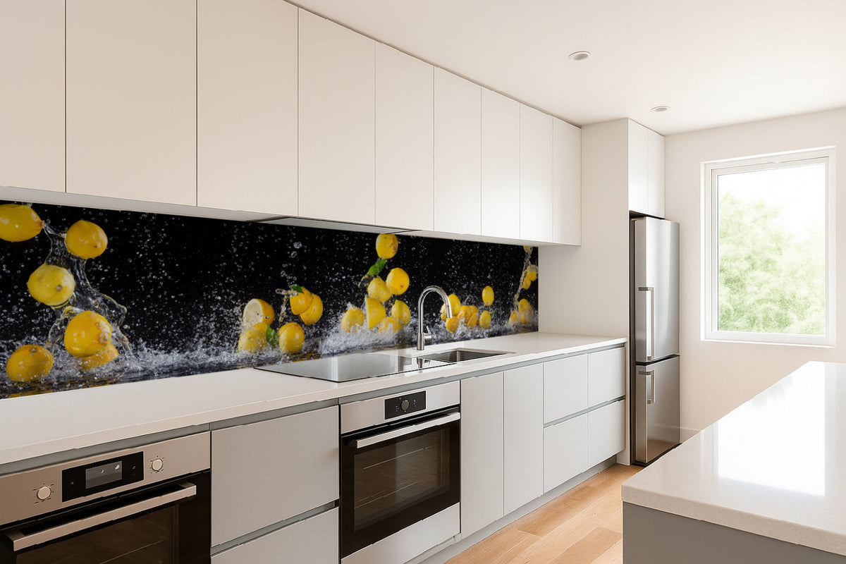 Küchenrückwand Zitronen Splash