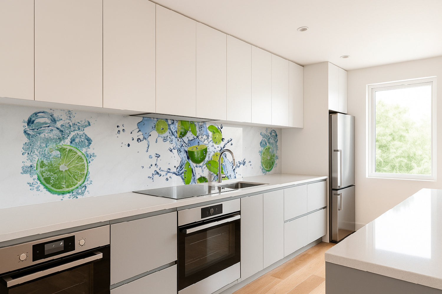 Küchenrückwand Limette und Wassertropfen