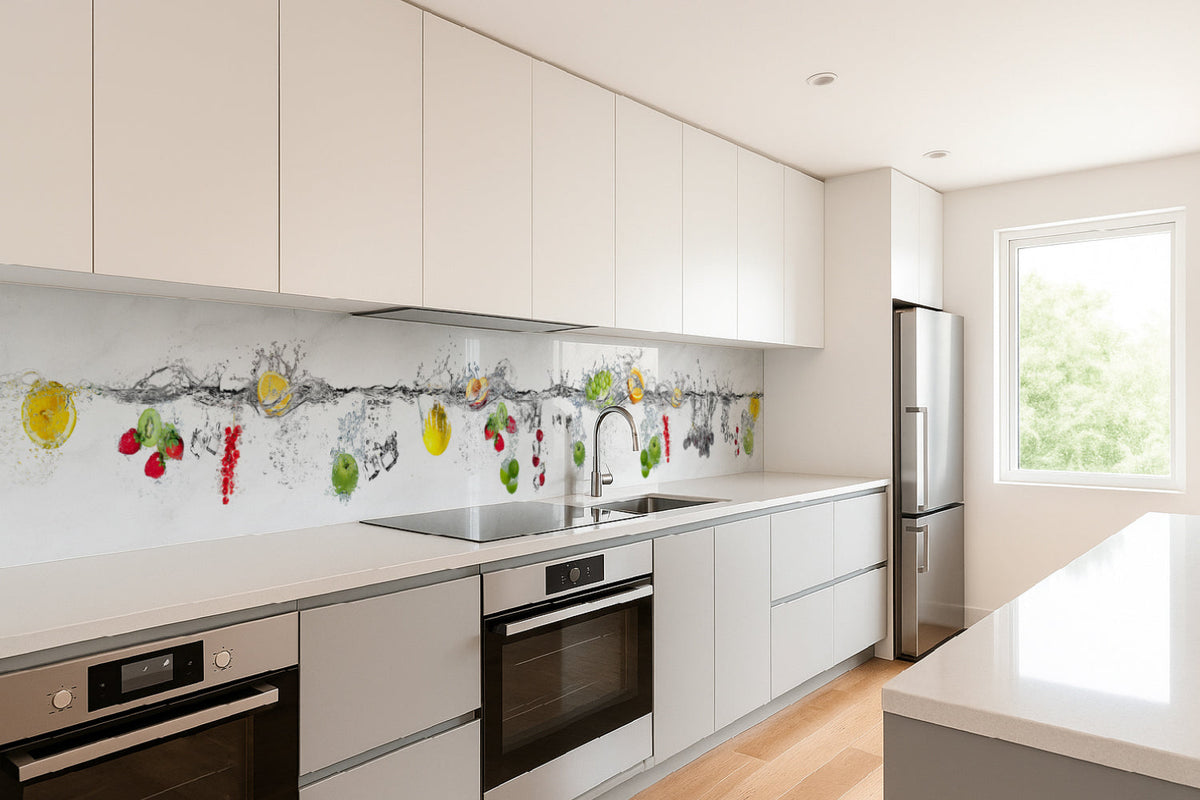 Küchenrückwand Bunte Früchte im Wasser