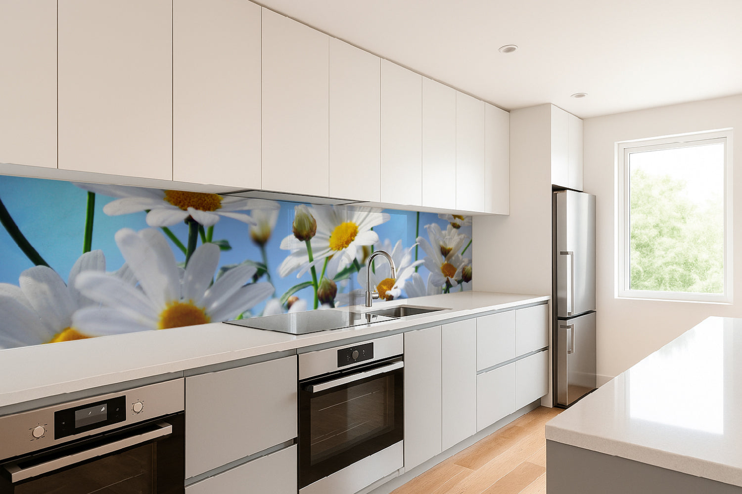 Küchenrückwand Weiße Margeriten