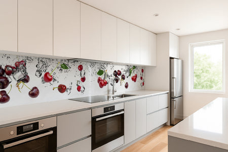 Küchenrückwand Kirschen mit Eiswasser