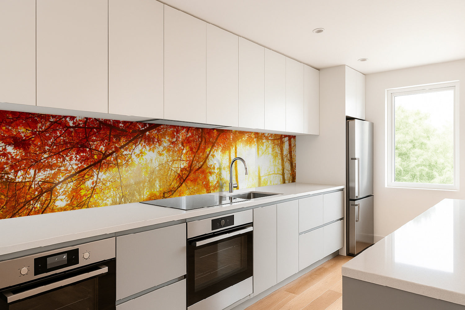 Küchenrückwand Herbstwald im Licht