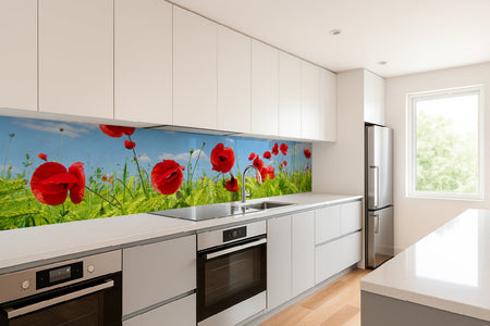 Küchenrückwand Mohnblumenwiese