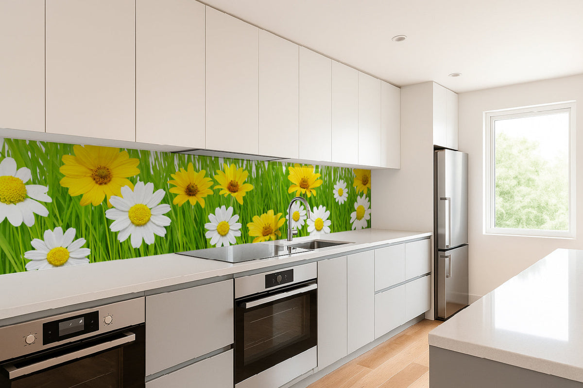 Küchenrückwand mit Blumenmotiv