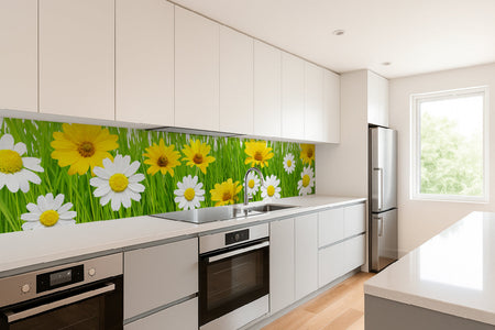 Küchenrückwand mit Blumenmotiv
