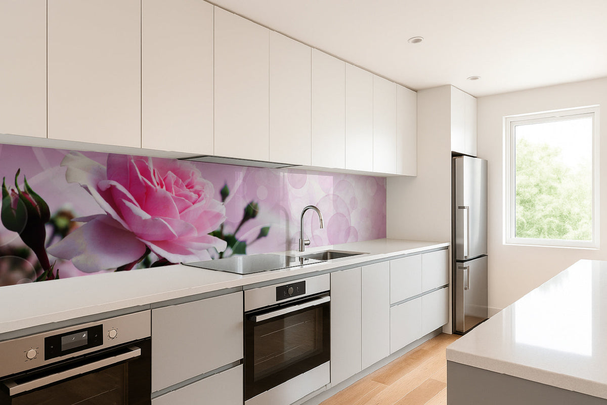 Küchenrückwand mit Rosenmotiv