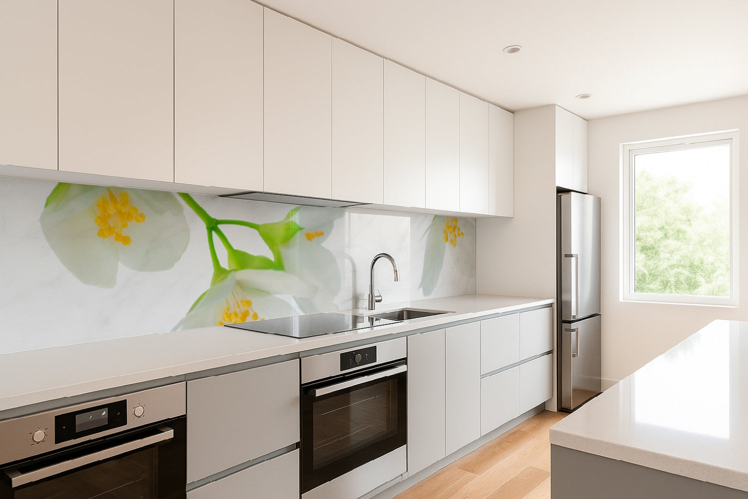 Küchenrückwand Weiße Blüten