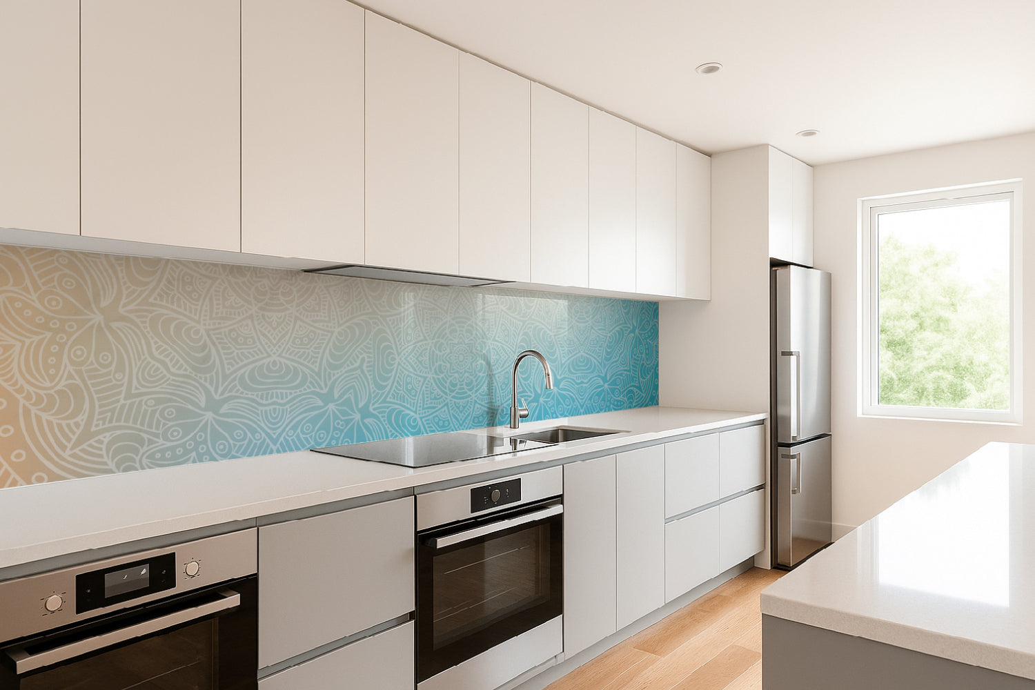 Küchenrückwand Mandala Blau