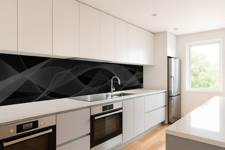 Küchenrückwand mit grauen Linien