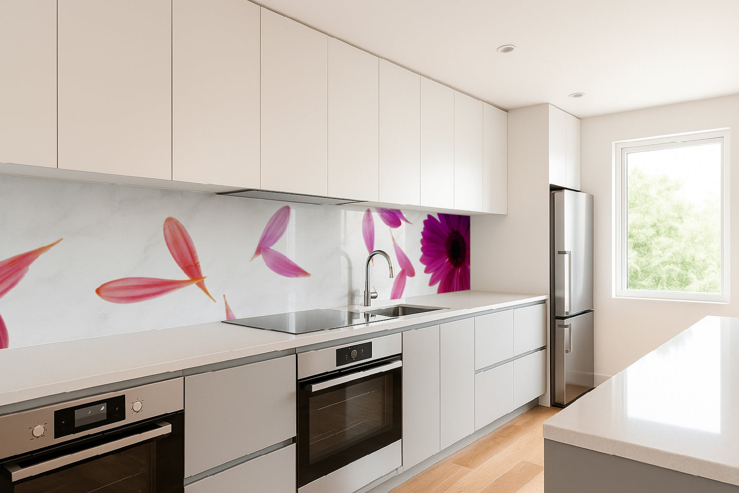 Küchenrückwand mit Blüten
