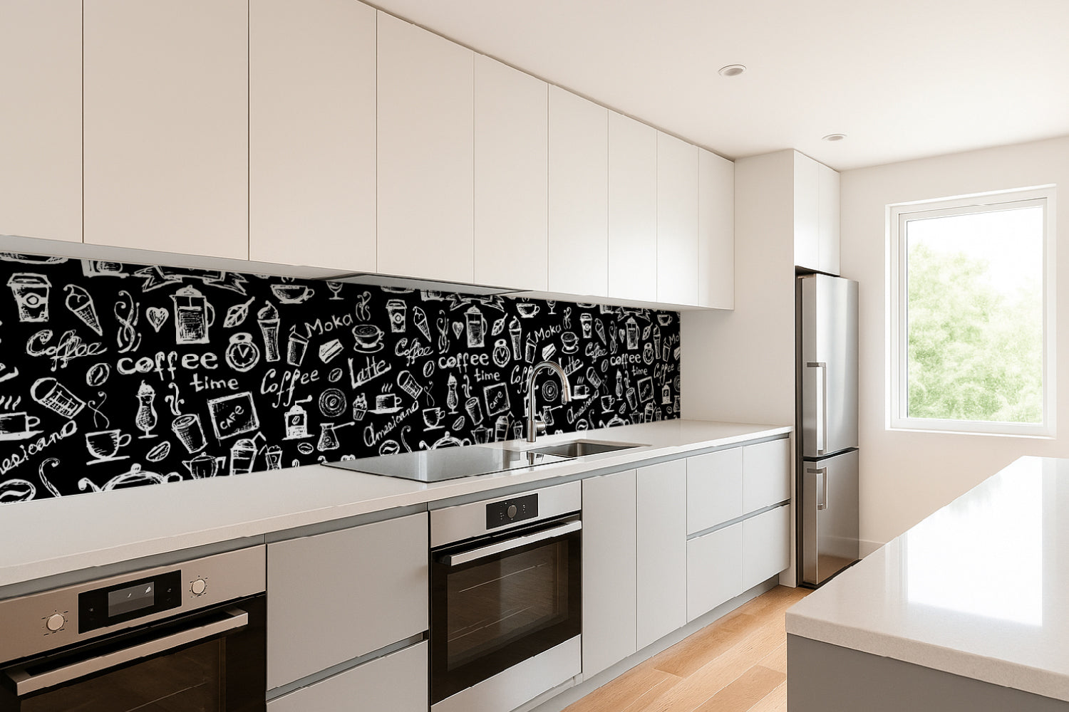 Küchenrückwand Kaffee-Design Schwarz