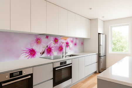 Küchenrückwand mit Kirschblüten