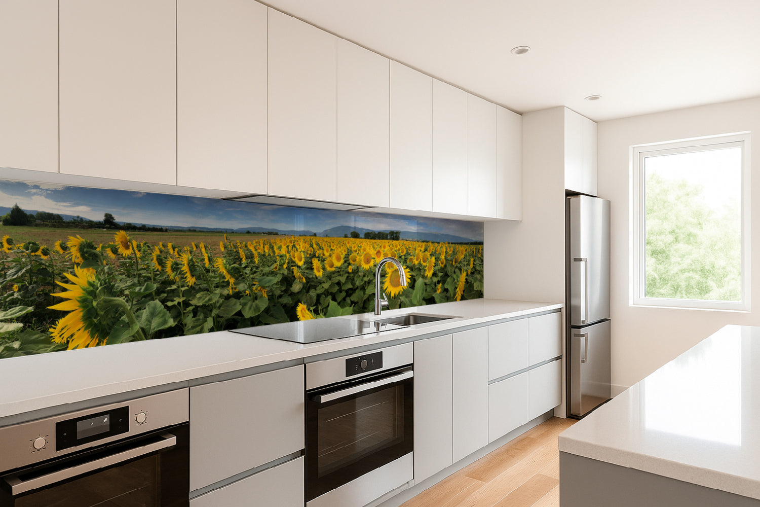 Küchenrückwand Sonnenblumenfeld Panorama