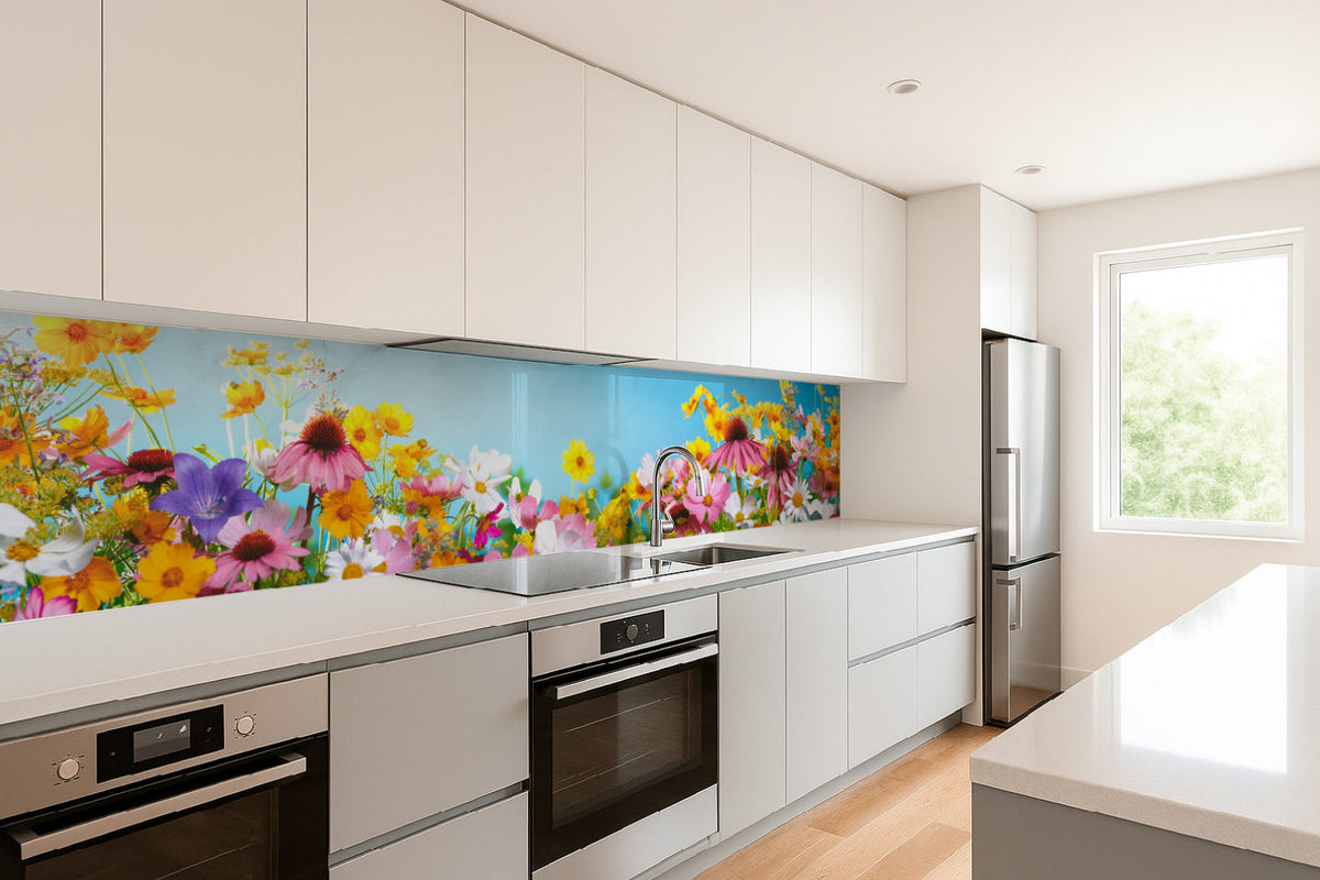 Küchenrückwand Blumenwiese bunt