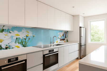 Küchenrückwand Schmetterling & Blumen