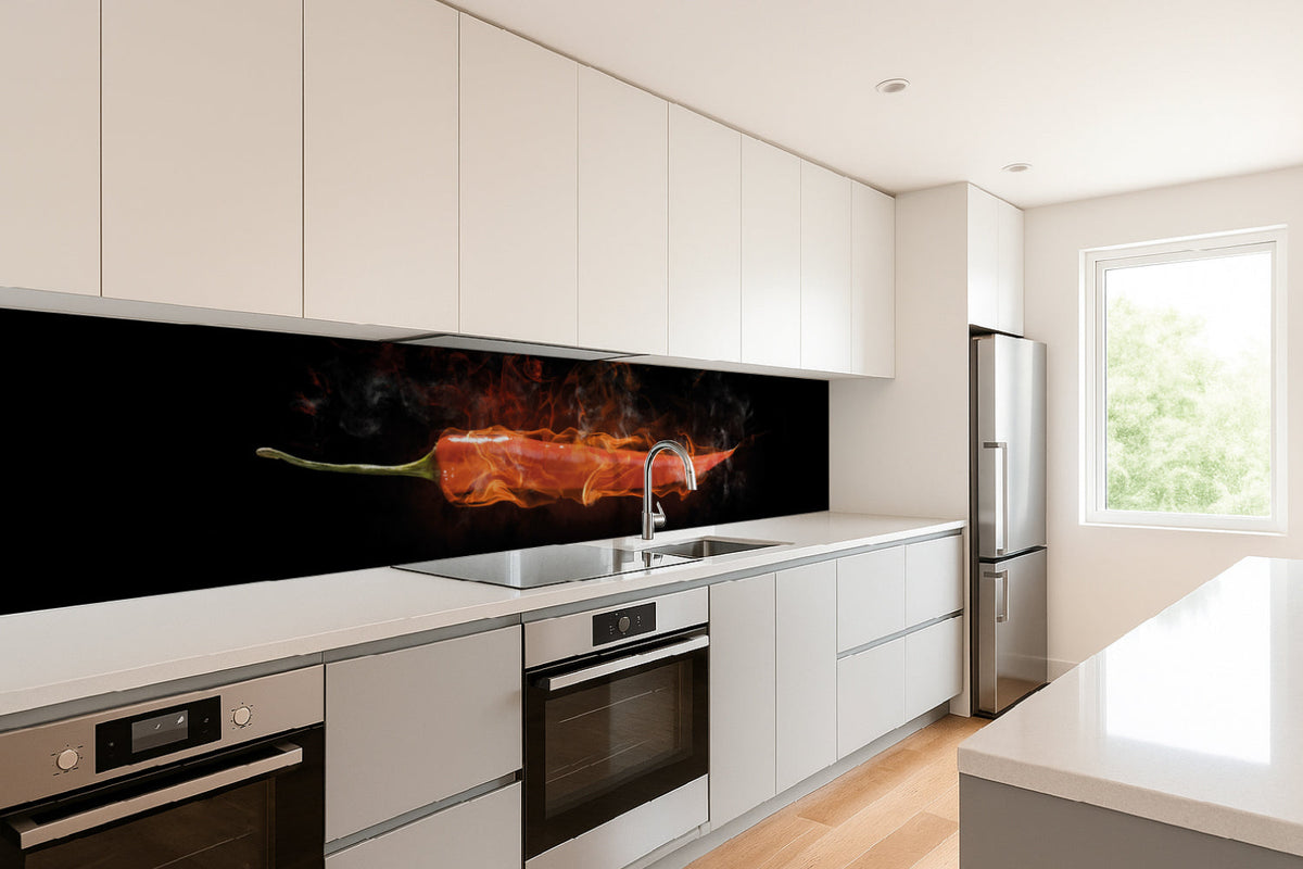 Küchenrückwand Scharfe Chili Flamme