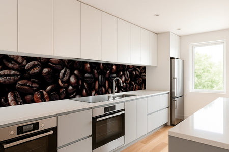 Küchenrückwand Kaffeebohnen Nahaufnahme