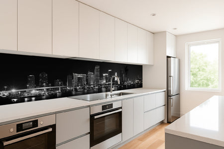 Küchenrückwand Schwarz-Weiß Skyline