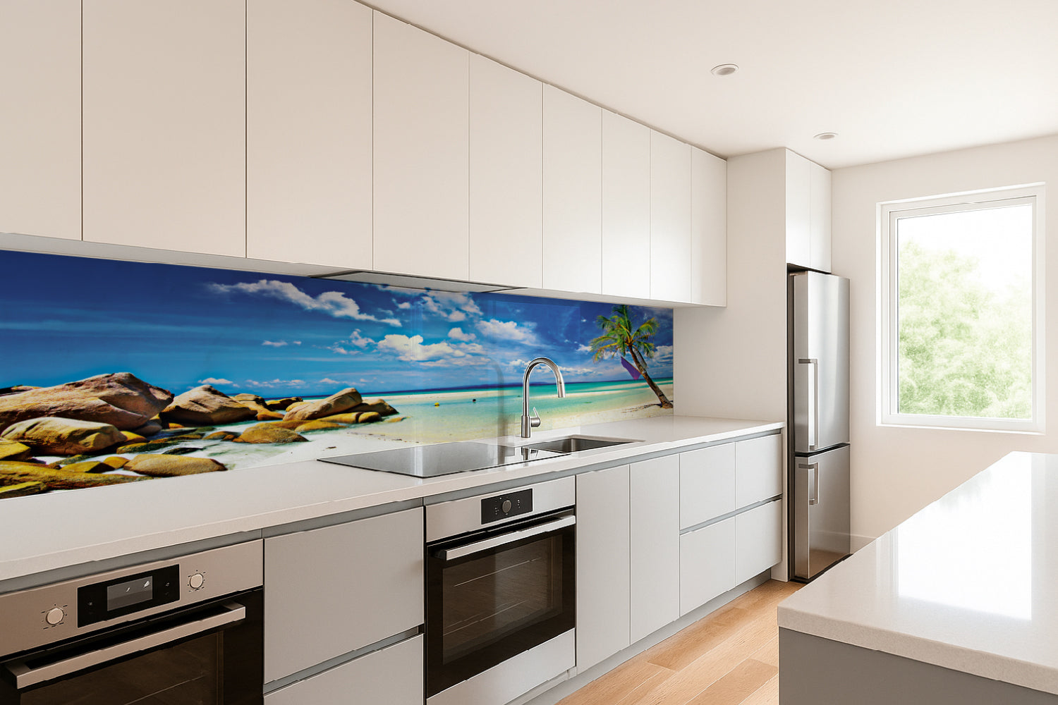 Küchenrückwand Traumstrand mit Palme
