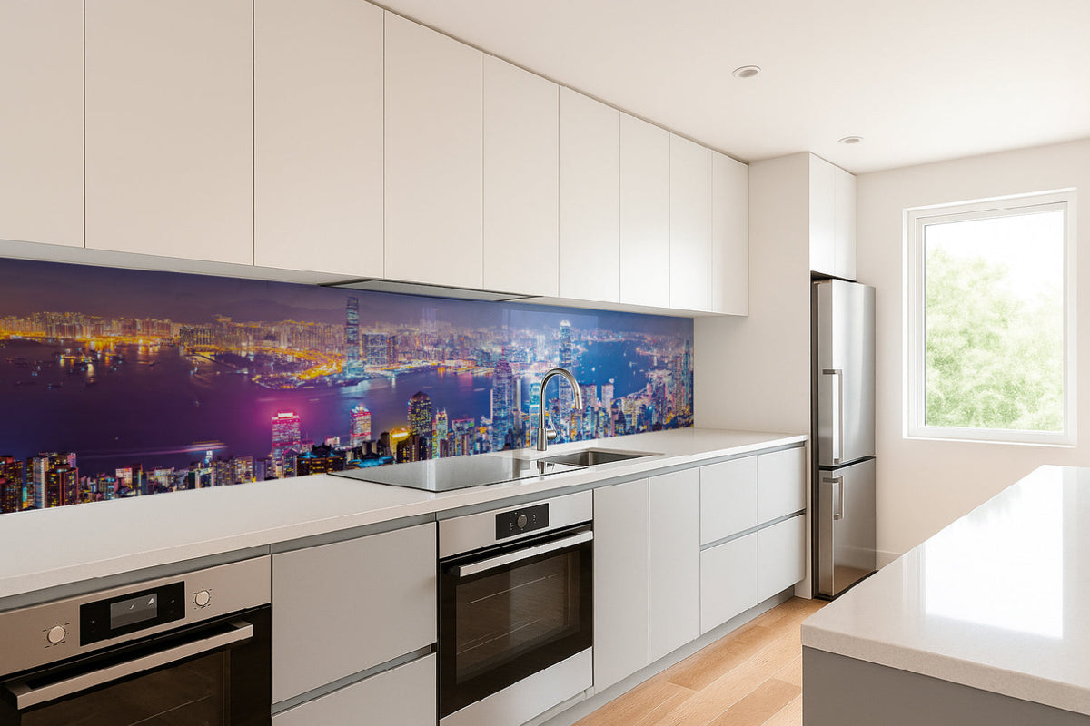 Küchenrückwand Skyline bei Nacht