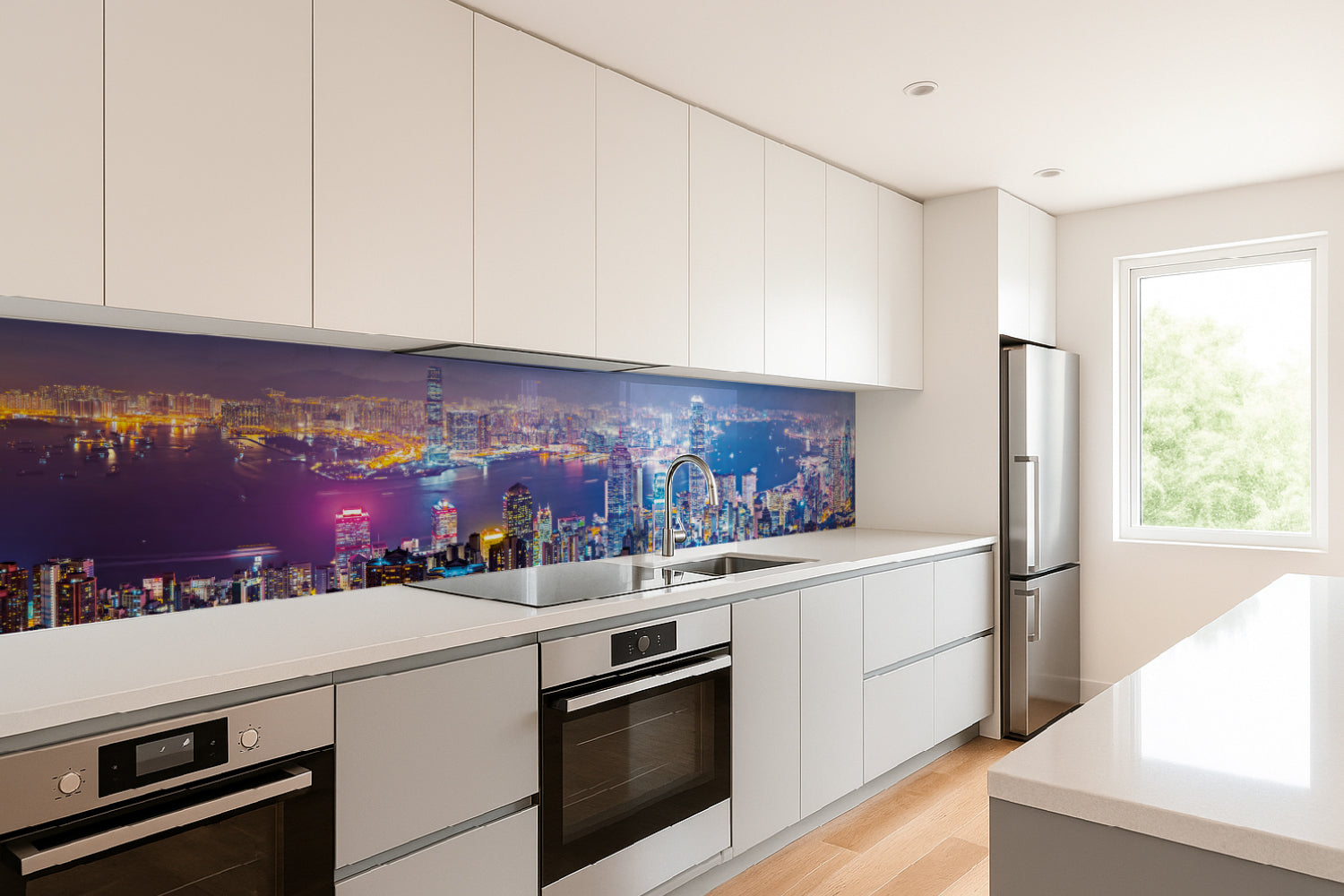 Küchenrückwand Skyline bei Nacht