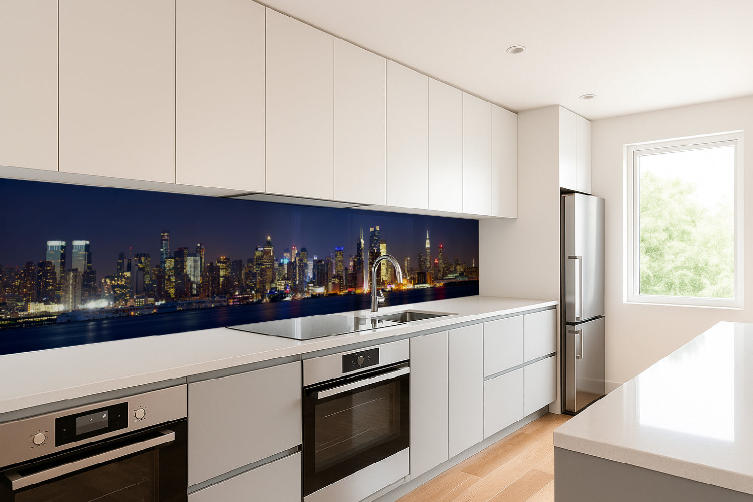 Küchenrückwand Stadtlichter am Wasser